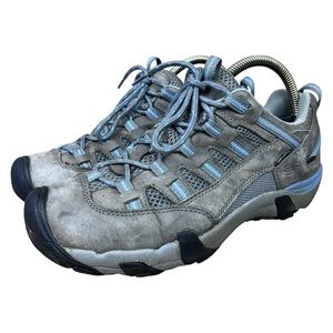Keen Alamosa Womens Sz 10 Gray/Blue Dry Low Leather Hiking Shoe Sneaker 1003863
